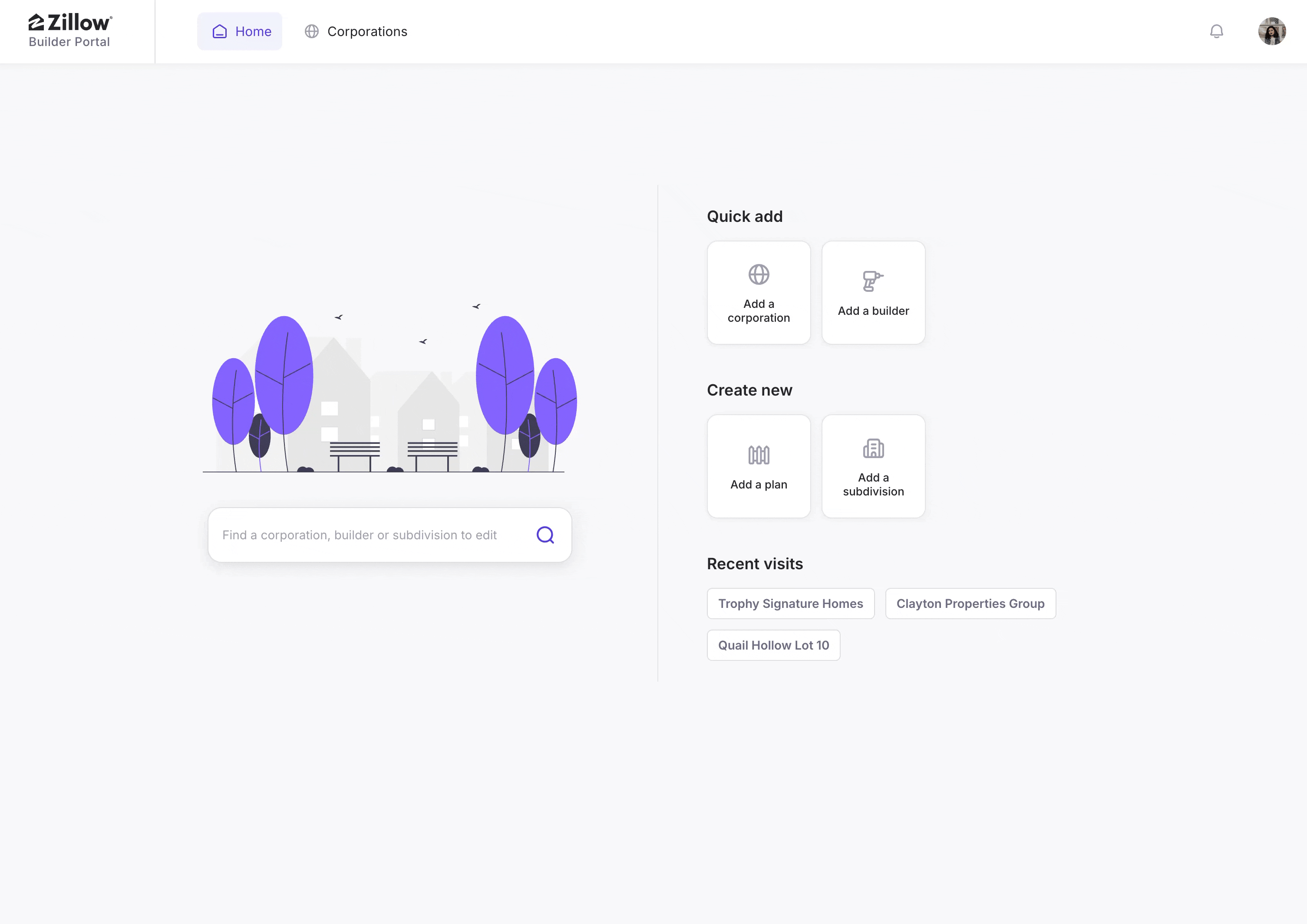 Builder Portal homepage search