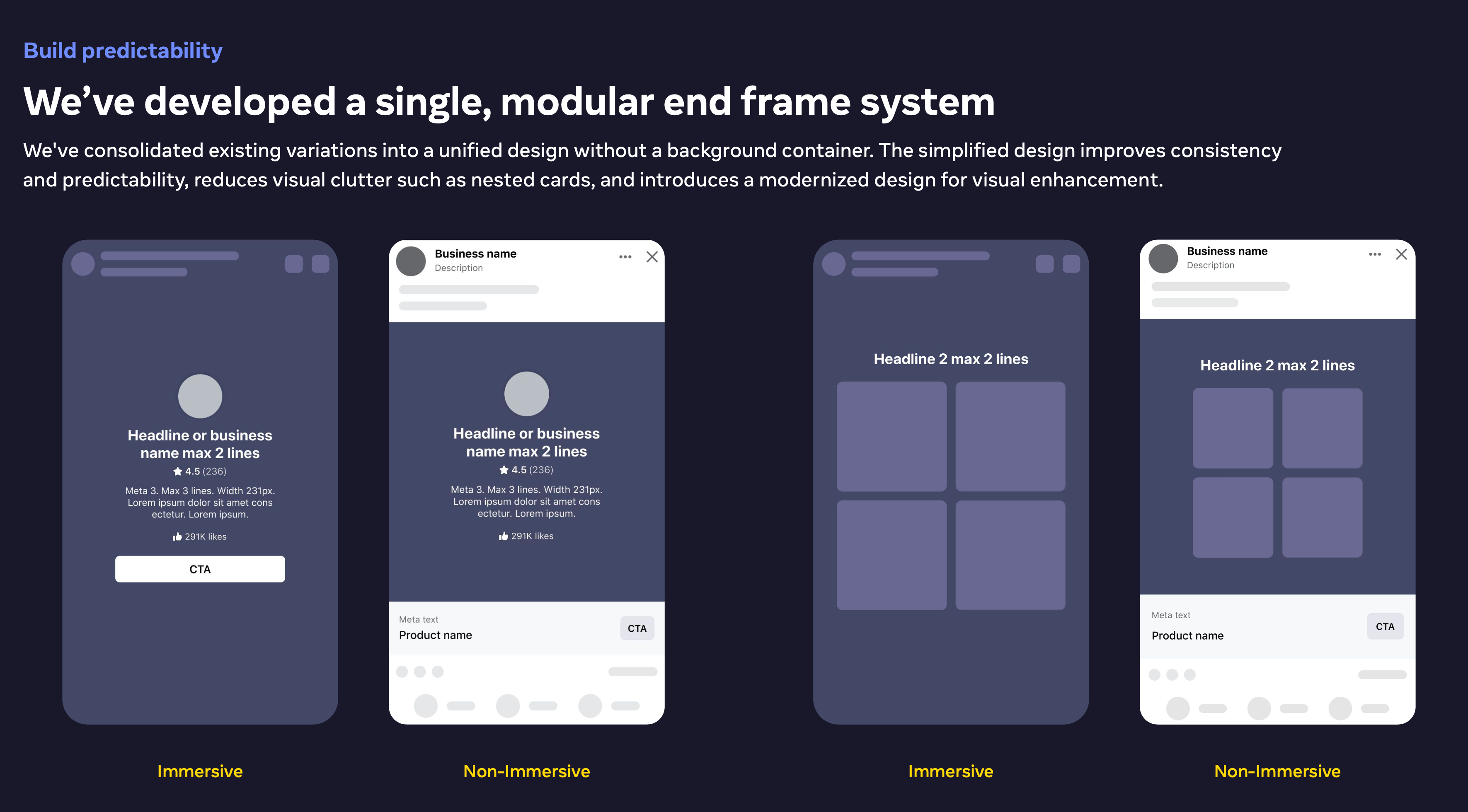 Modular end card system variants